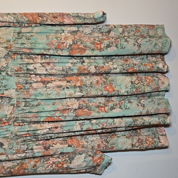 Peruvian Connection Rayon Wellfleet Chemise Green Floral Print Mini Dress Tunic - Picture 4 of 11